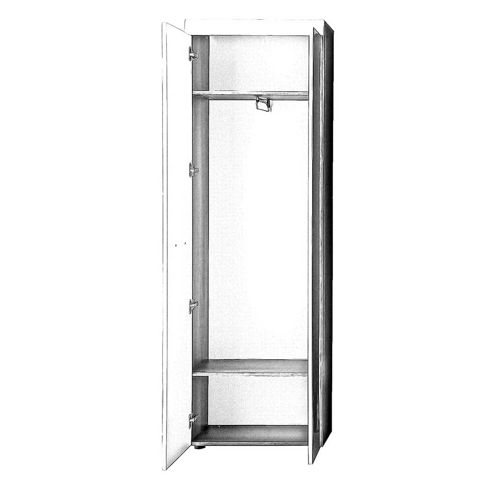 Garderobenschrank in Weiß Hochglanz mit Spiegel - Laurela
