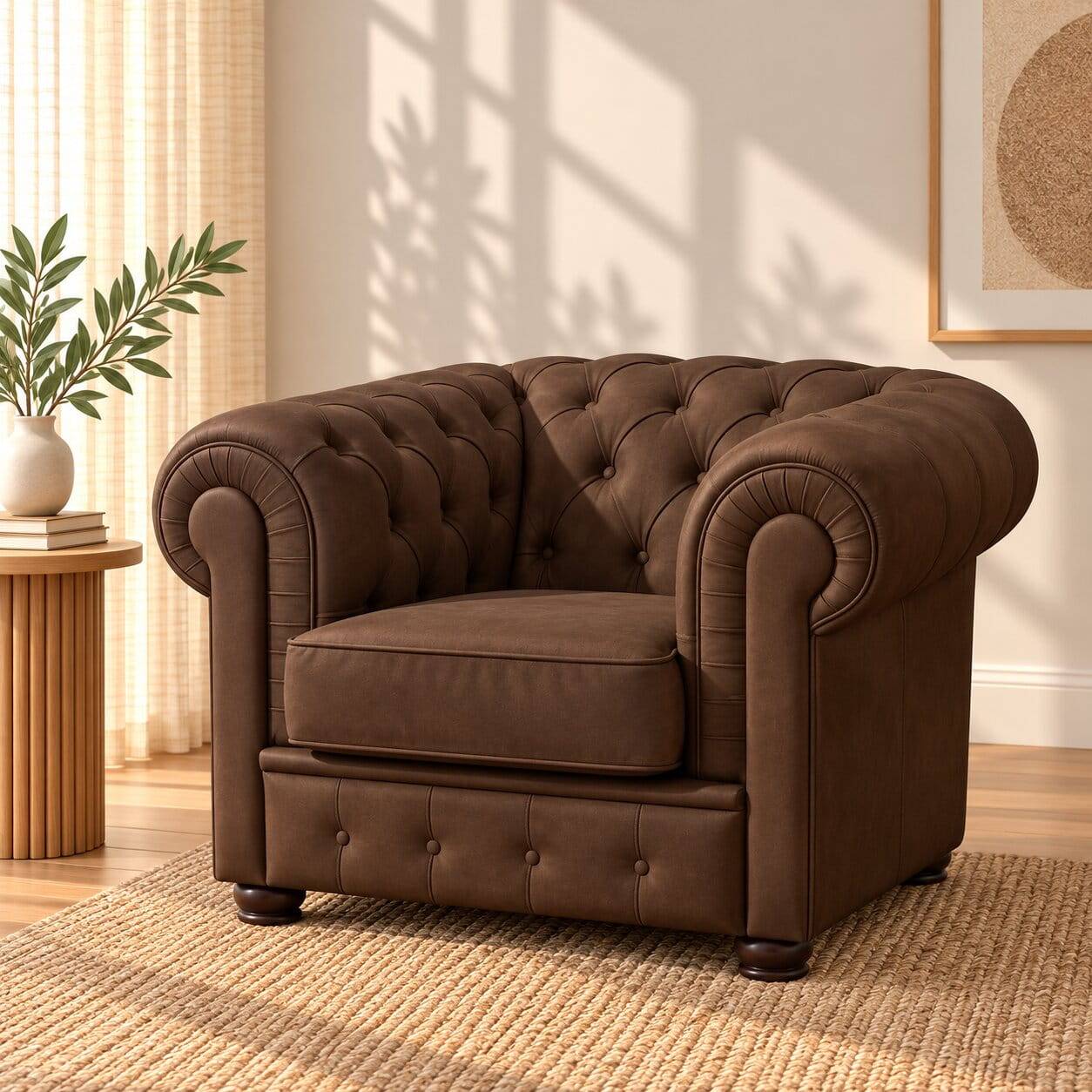 Kunstledersessel im Chesterfield Look - Cementa