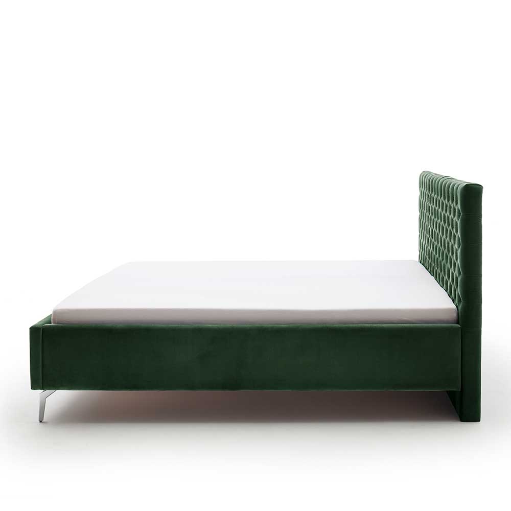 Chesterfield Bett in Dunkelgrün Samt - Jesafina
