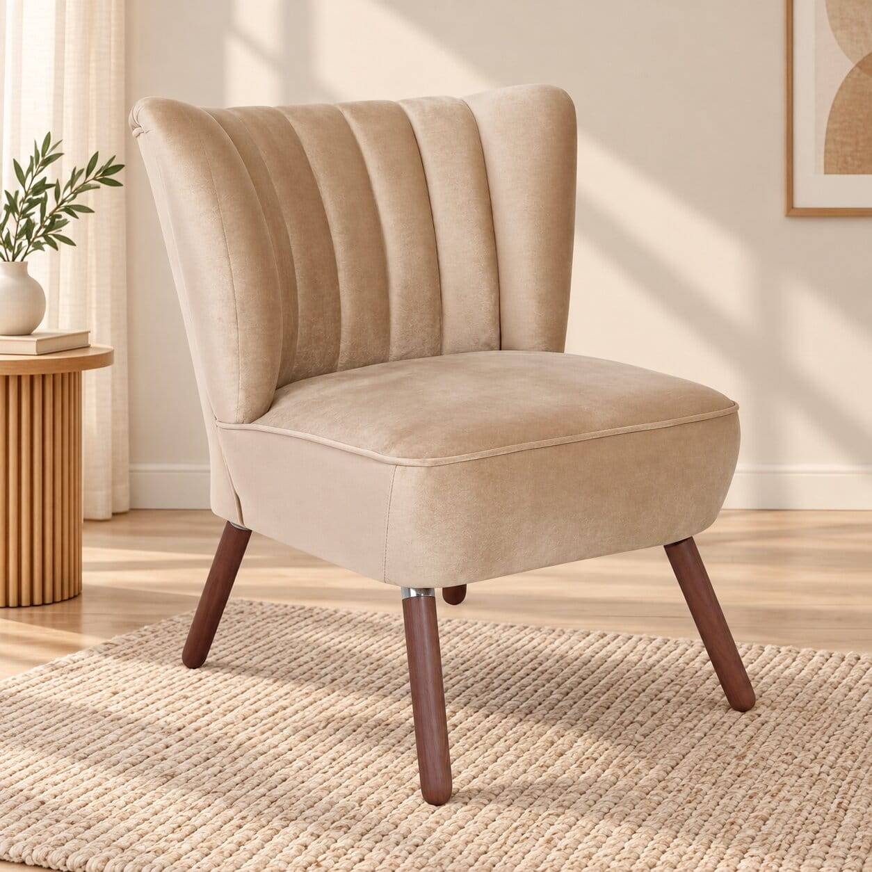 Wohnzimmersessel in Beige und Nussbaum - Boldo