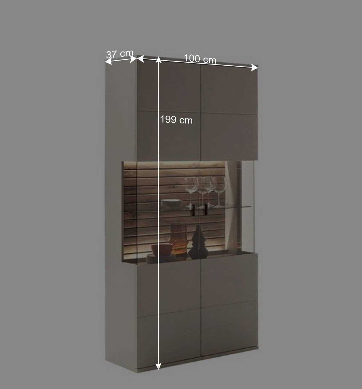 Wohnzimmervitrine in Grau - Teorina