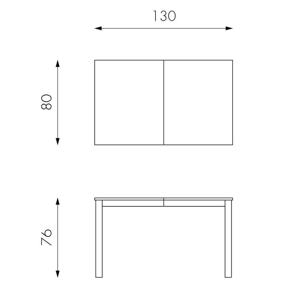 Taupefarbener Esstisch mit 2 Einlegeplatten Bino aus Holz teilmassiv