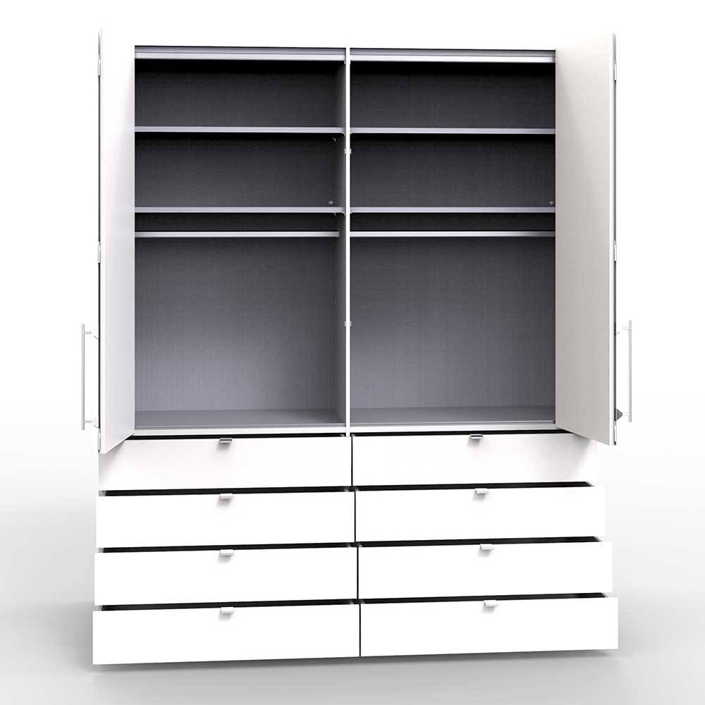 Weißer Kombi-Kleiderschrank mit acht Schubladen - Donpiave