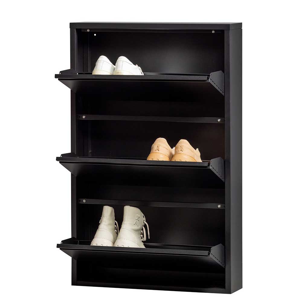 3-Klappen-Schuhschrank in Schwarz - Matic
