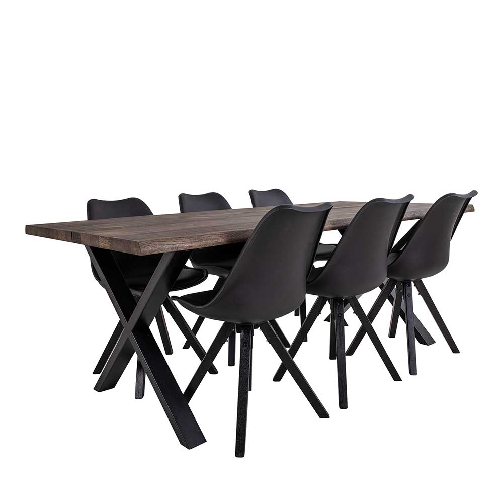 Tischgruppe mit Schalenstühlen - Luzanos (siebenteilig)