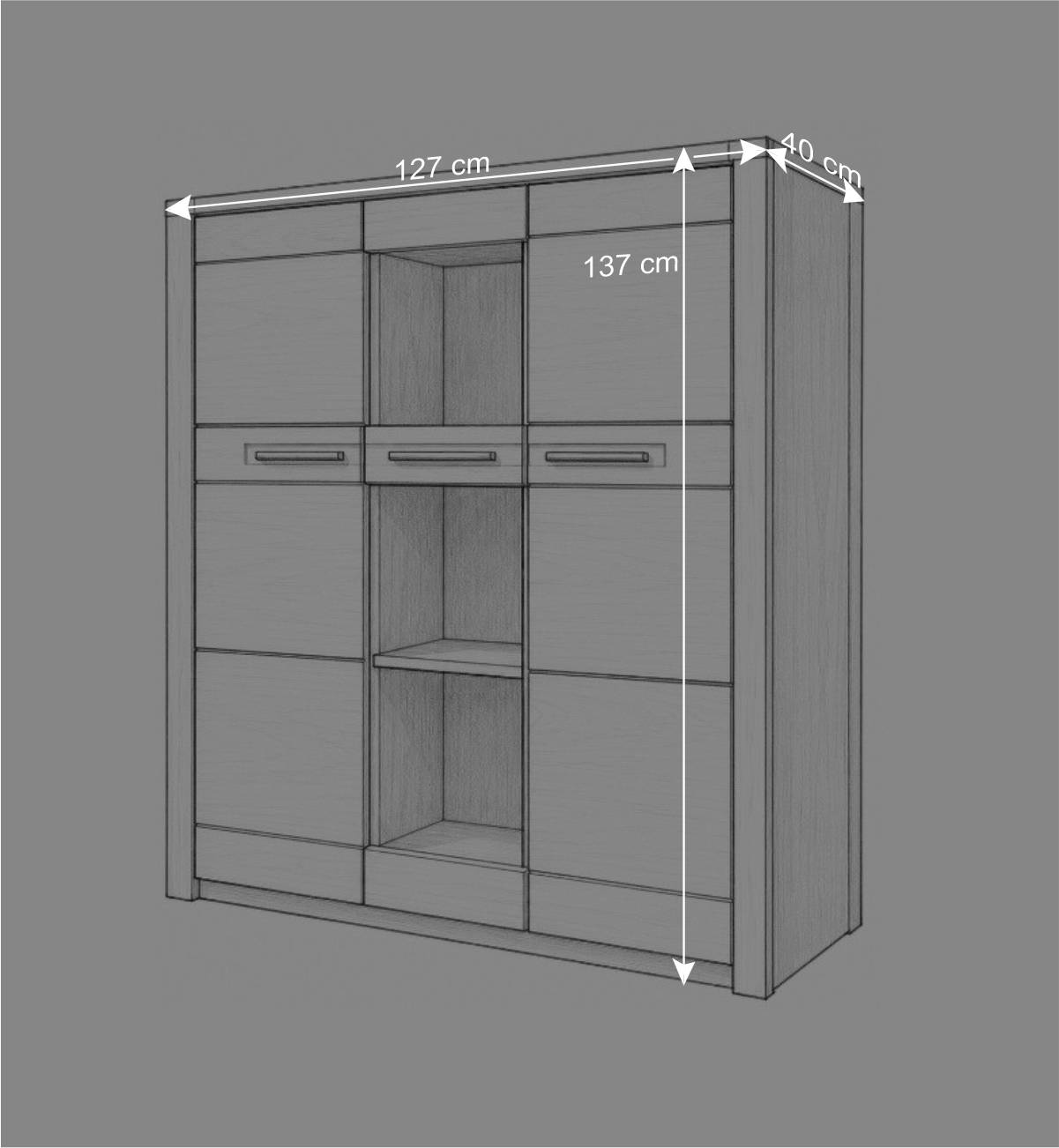 Highboard Vitrinenschrank aus Kernbuche massiv - Amyonta