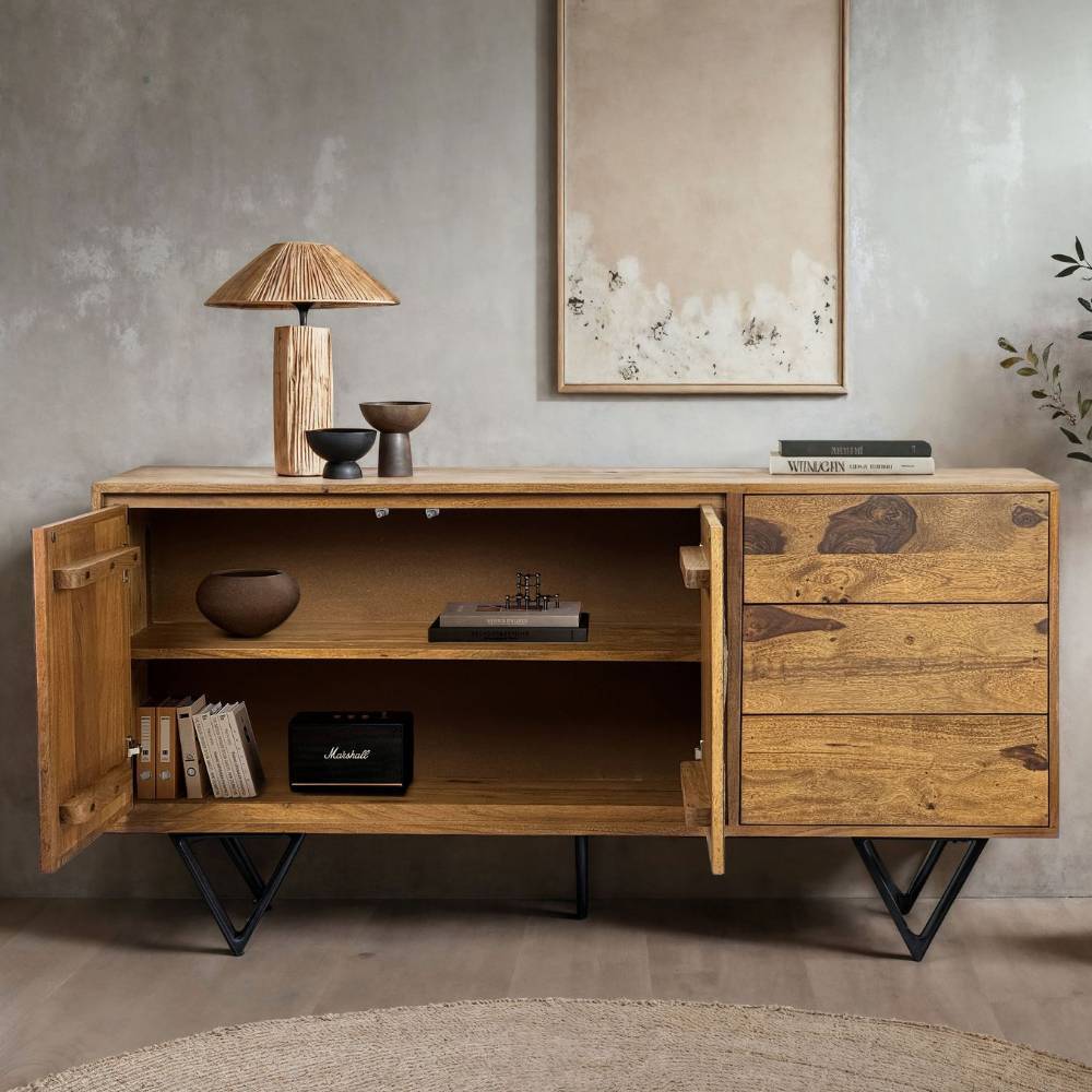 Design-Sideboard aus Sheesham Massivholz - Lucinda