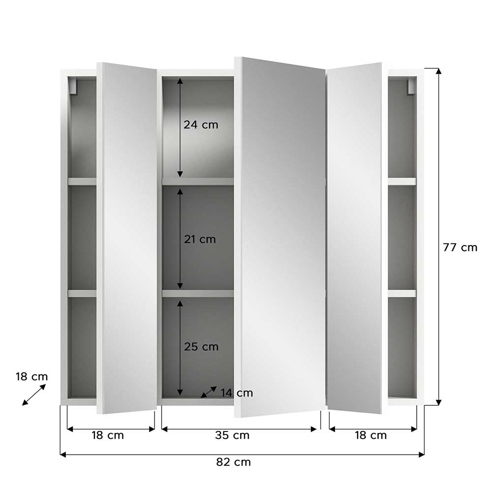 Bad Oberschrank mit Spiegeltüren 3-türig - Vitablos