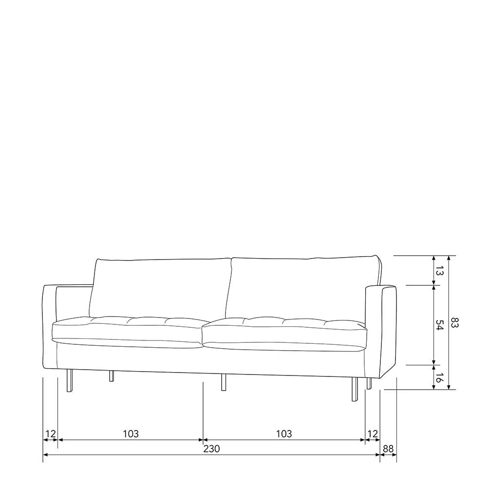 3 Sitzer Sofa in Dunkelgrün Samtstoff - Distroit