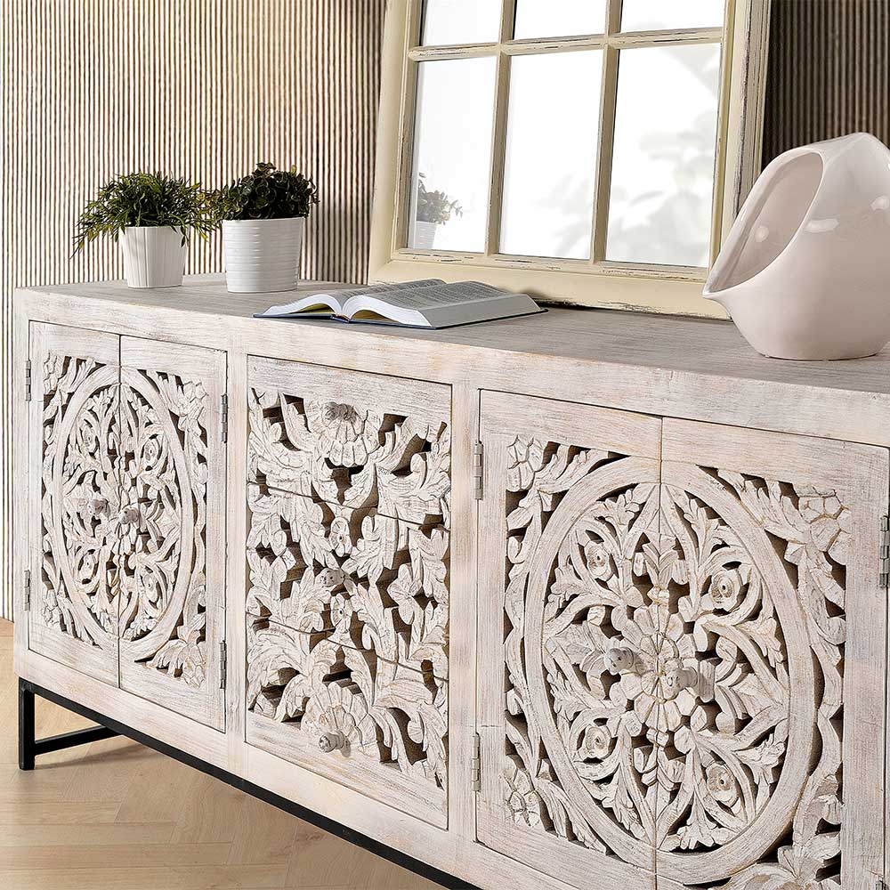 Vintage Design Sideboard in Holz White Wash - Fudorus