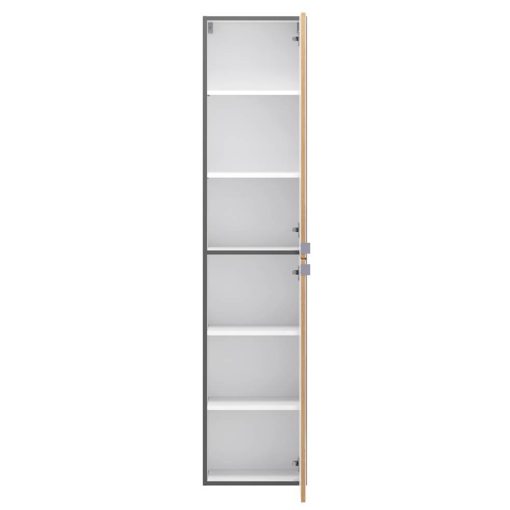 Bad-Hochschrank mit Spiegeltüren in Mattgrau - Reill