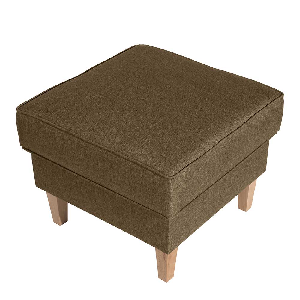 Modern Country Hocker in Beige und Buche - Sanjuas