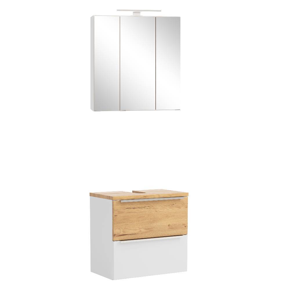 Waschbeckenschrank & Spiegelschrank Set - Yvonja (zweiteilig)