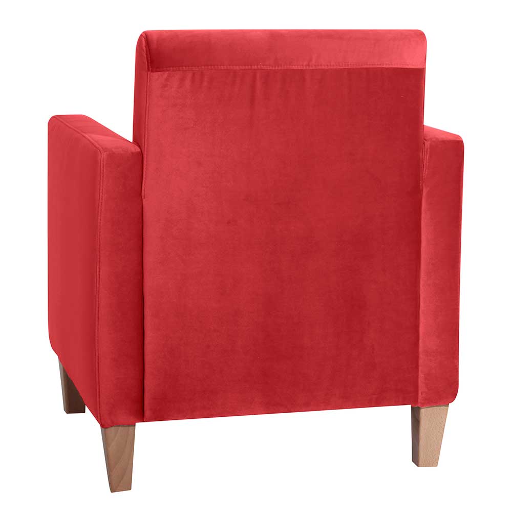 Roter Polstersessel mit Samtvelours-Bezug - Gedeon