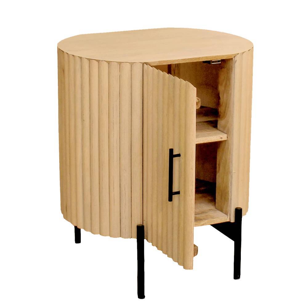 Ovaler Nachtschrank aus Mangoholz - Dorian