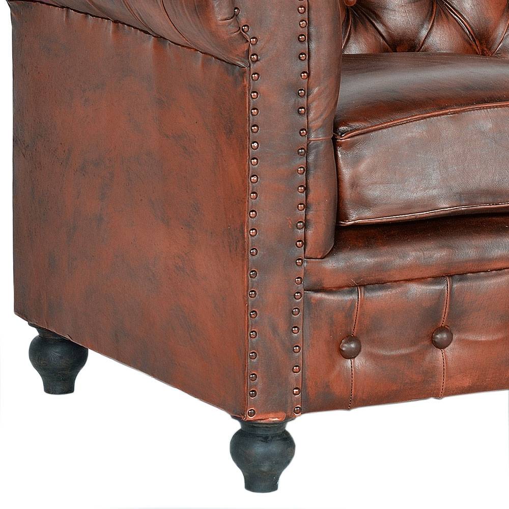 Chesterfieldsofa mit Lederbezug in Kastanienbraun - Pavias