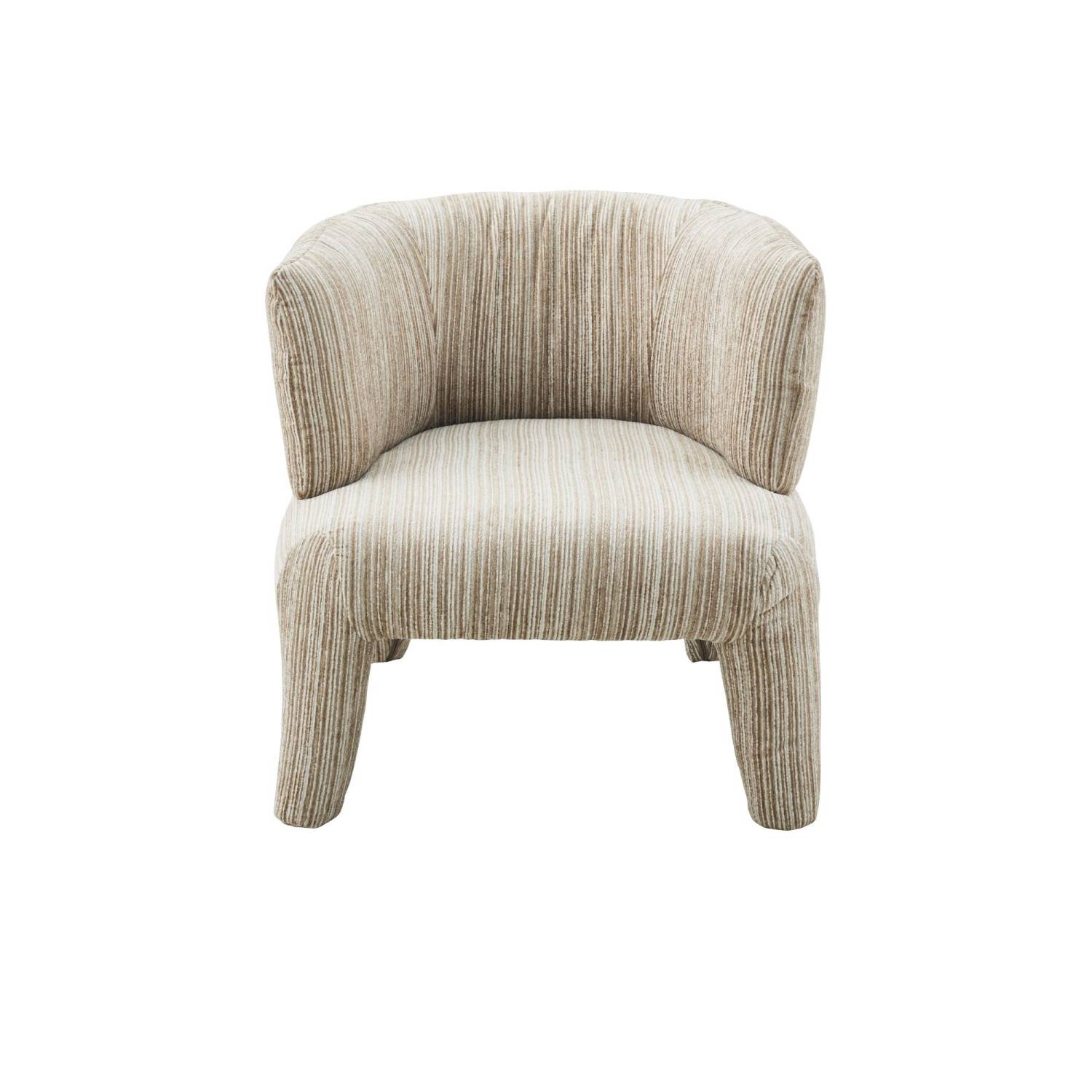 Beiger Designersessel mit organischem Design und gestreiftem Stoffbezug – Garanca