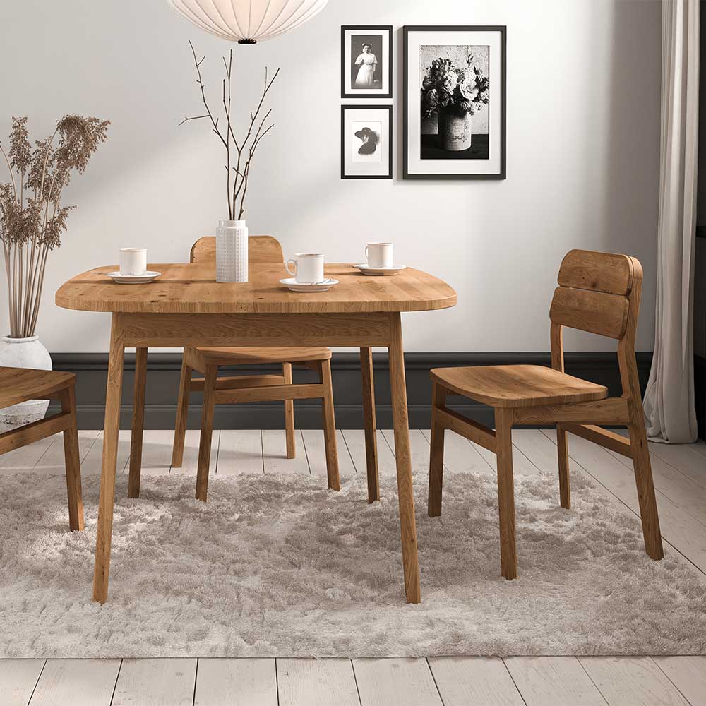 Wildeiche Massivholzstühle in Modern - Laida (2er Set)