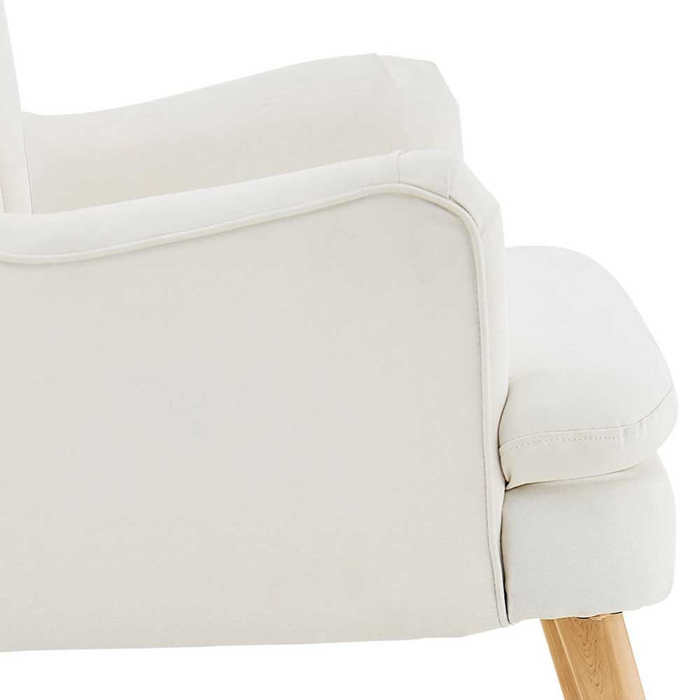 Samt Sessel mit Fußhocker in Creme - Lachea (zweiteilig)