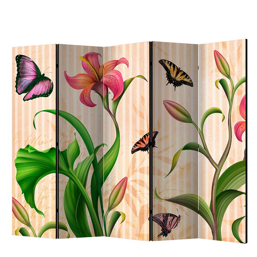 Motiv Trennwand Blume & Schmetterlinge - Rovigo