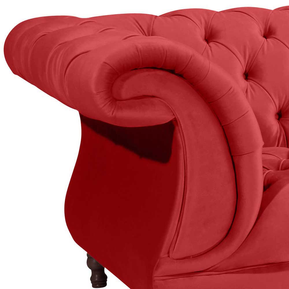 Zweisitzer Couch aus Samtvelours in Rot - Rosanna