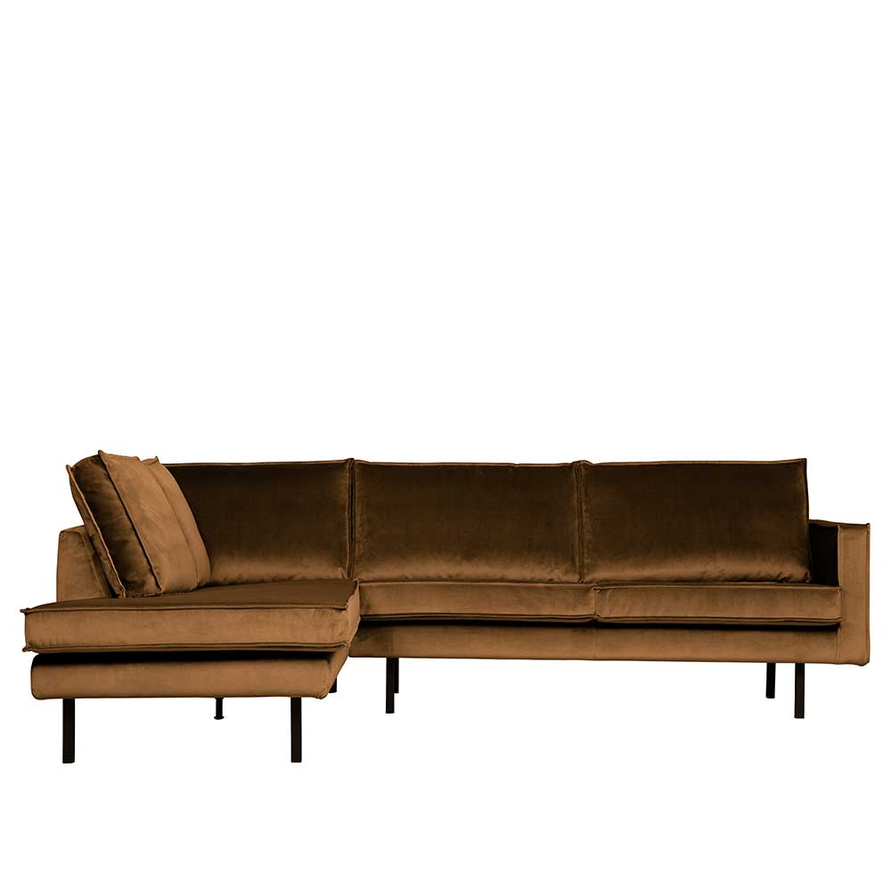 L Sofa Couchecke mit Samtbezug Honig Gelb - Saguan