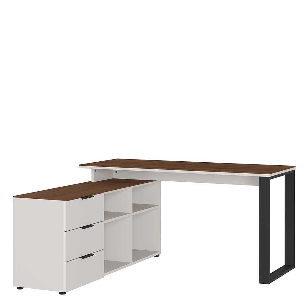 Schreibtisch mit Regal über Eck - zweifarbig - Bosca
