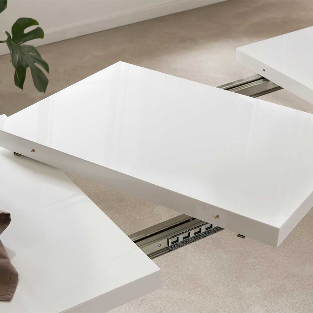 Weißer Hochglanztisch mit zwei Einlegeplatten - Tradosso