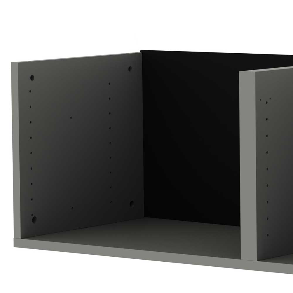 2-Fächer Wandboard in Grau mit Rückwand Schwarz - Ishi
