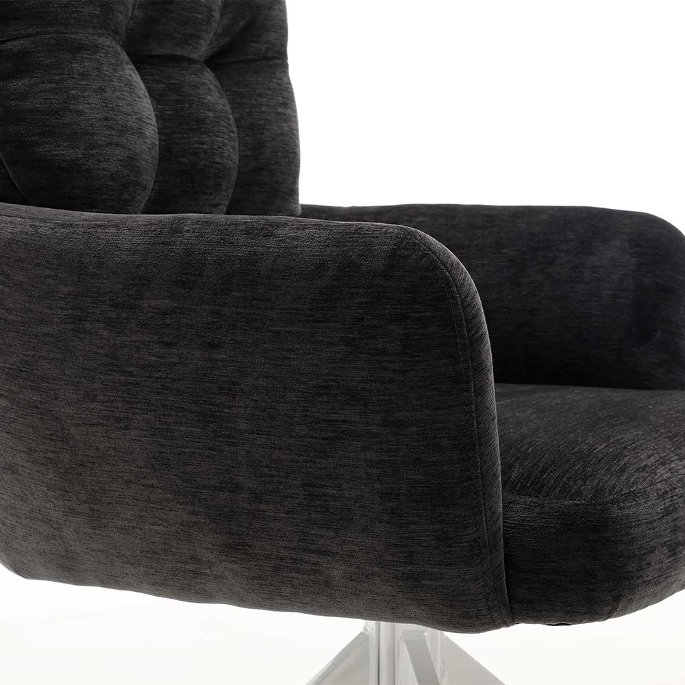 Esszimmerstuhl in Anthrazit Chenille - Contarac (2er Set)