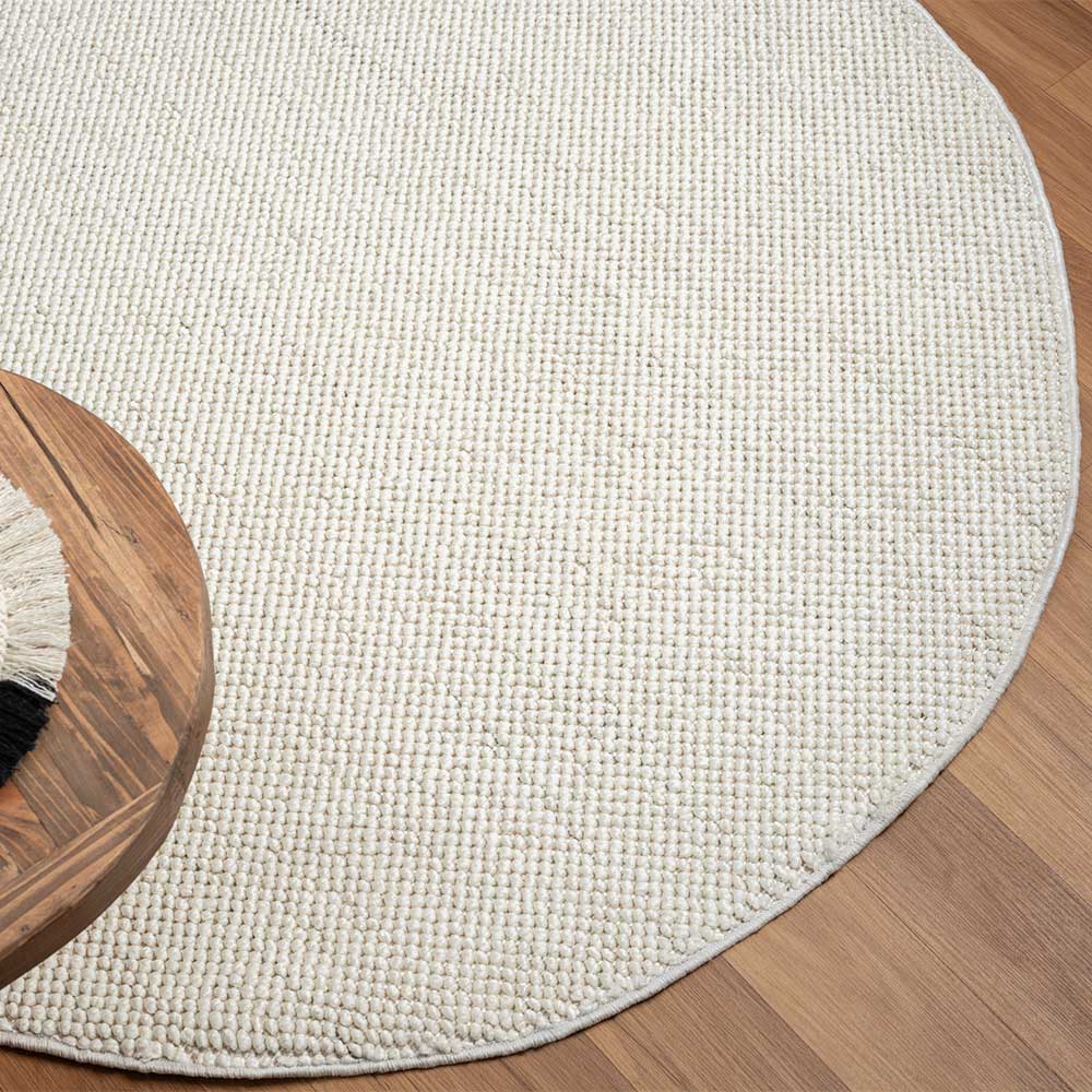 Cremeweißer Teppich in Rund 120 cm - Rema