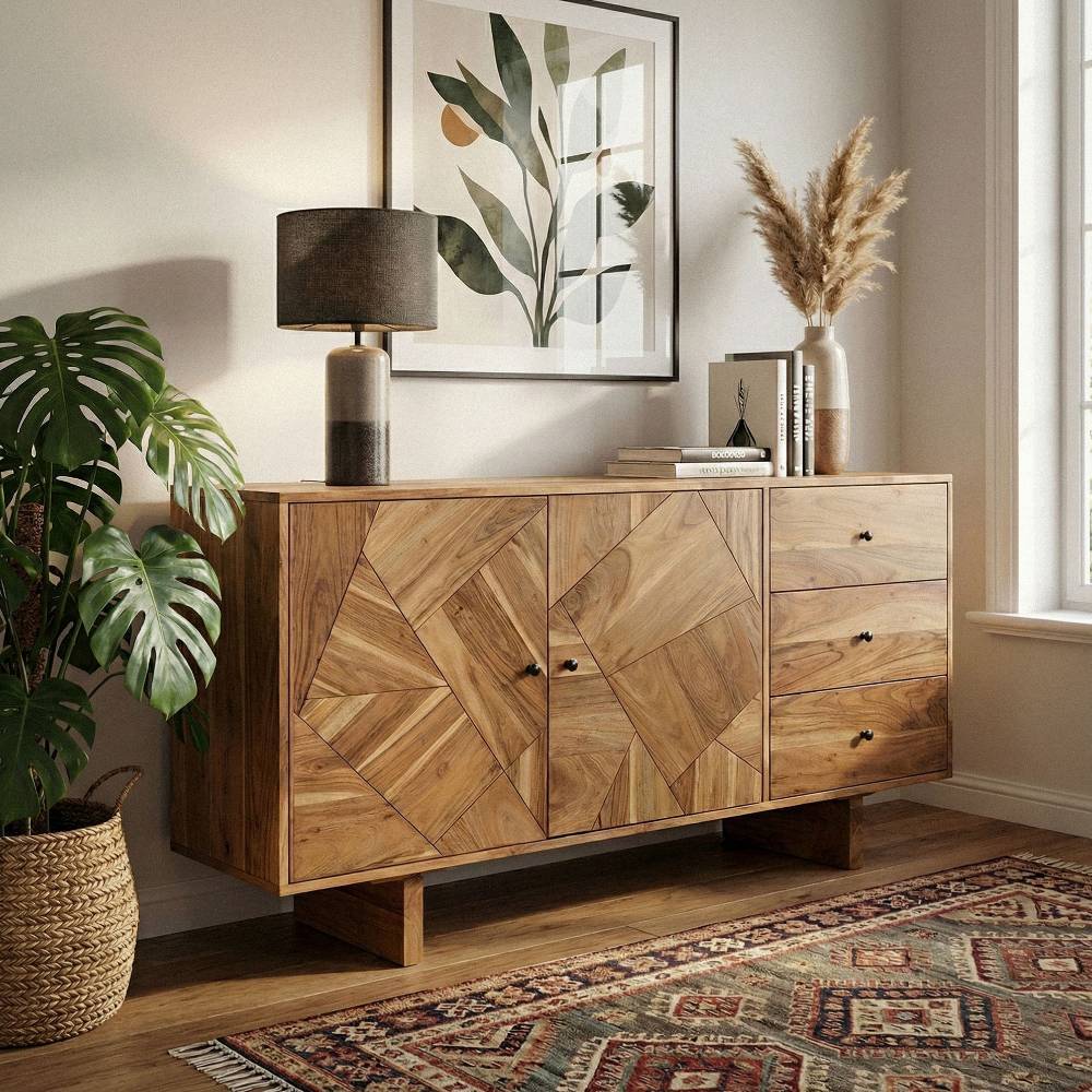 Design-Sideboard aus Akazienholz - Service
