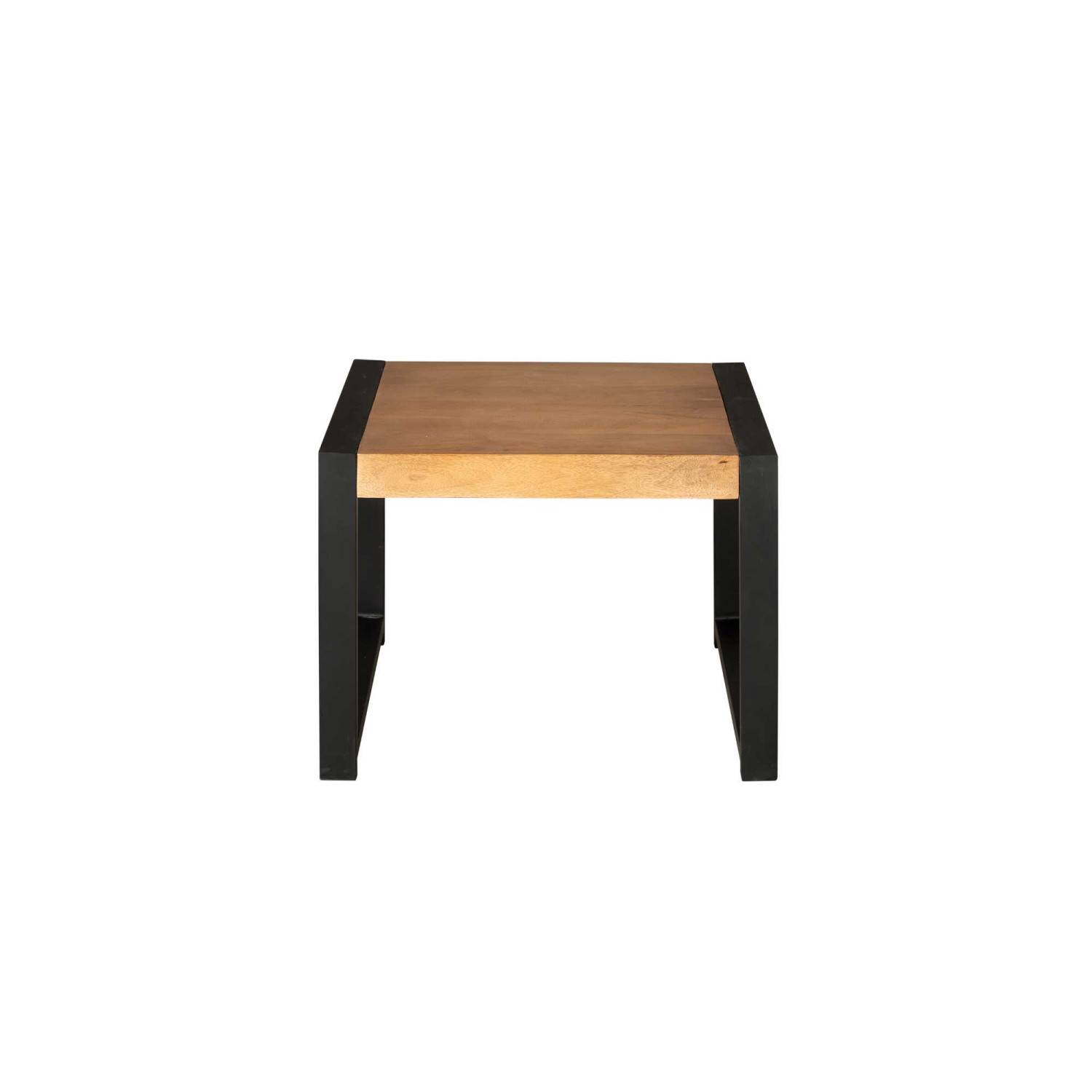 Quadratischer Holztisch mit schwarzem Metallrahmen als Beistelltisch – Ceria
