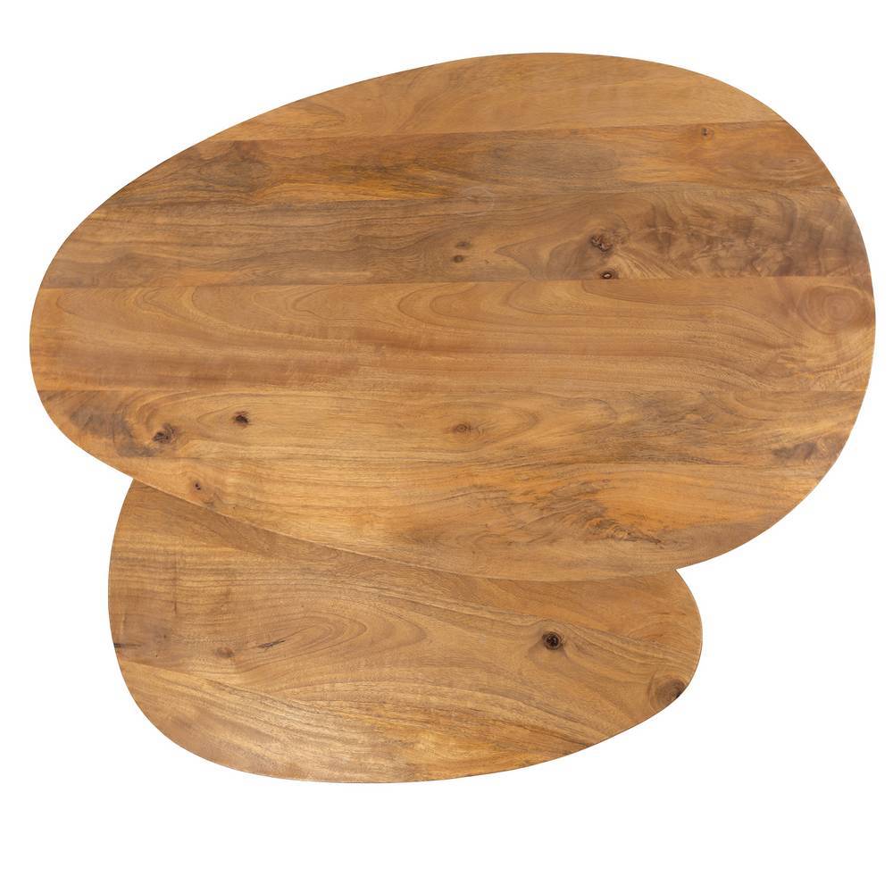 Zweiteiliger Wohnzimmertisch mit organischen Mangoholz-Tischplatten – Dress
