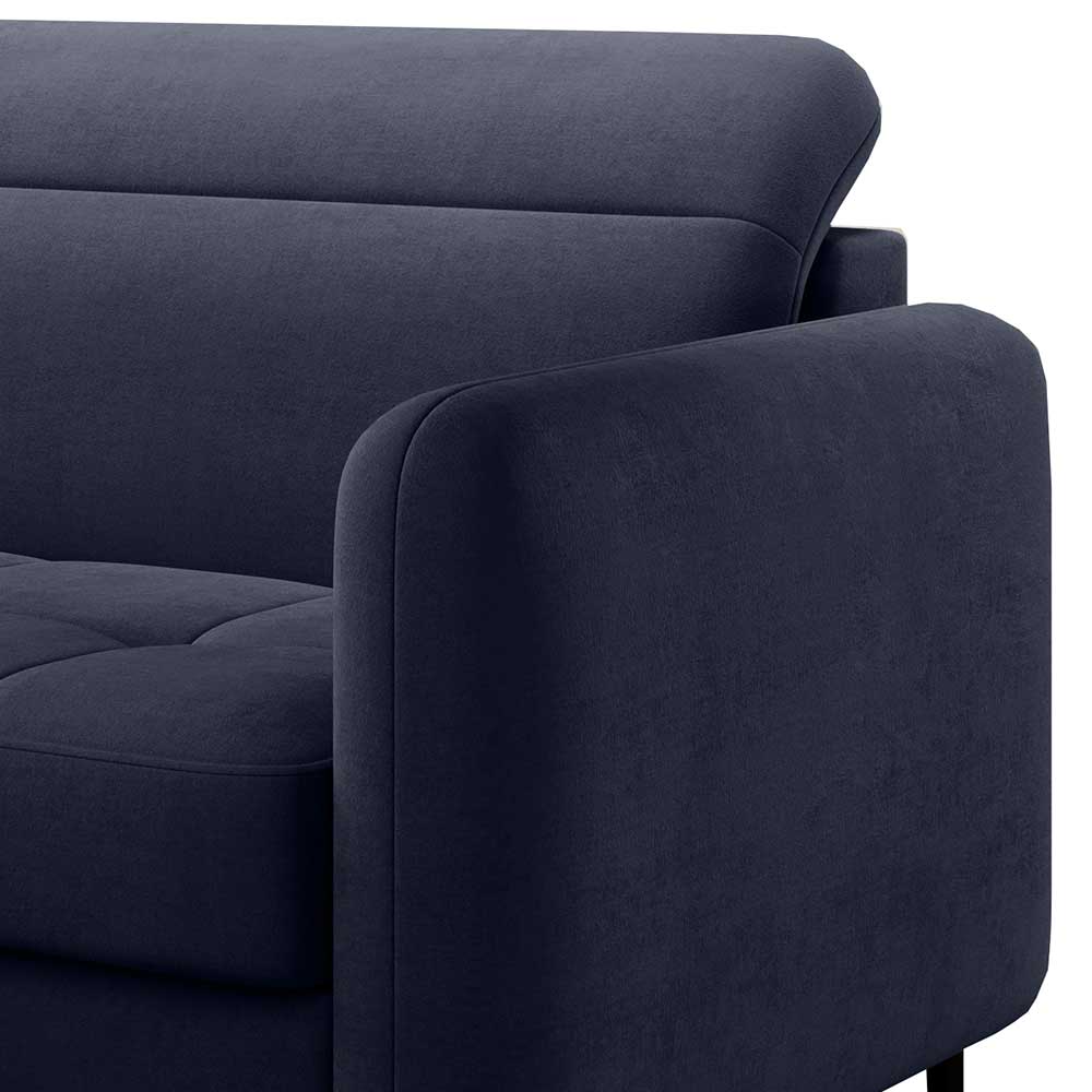 L-Design Schlafsofa in Dunkelblau Samt - Kingston