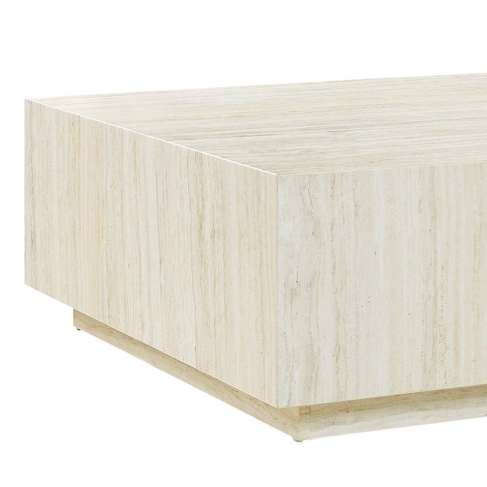 Block Couchtisch in Beige Travertin Optik - Arathan