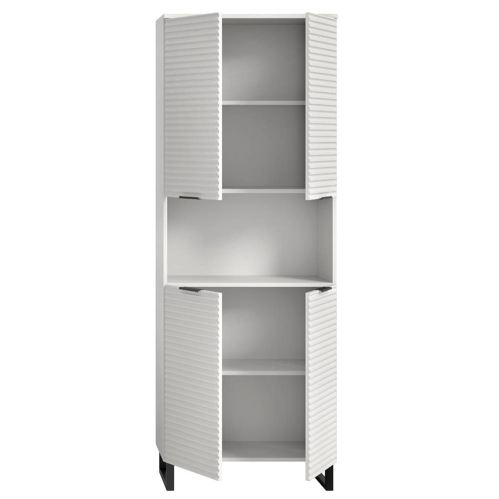 Badezimmer-Hochschrank in Weiß Schwarz - Benedict