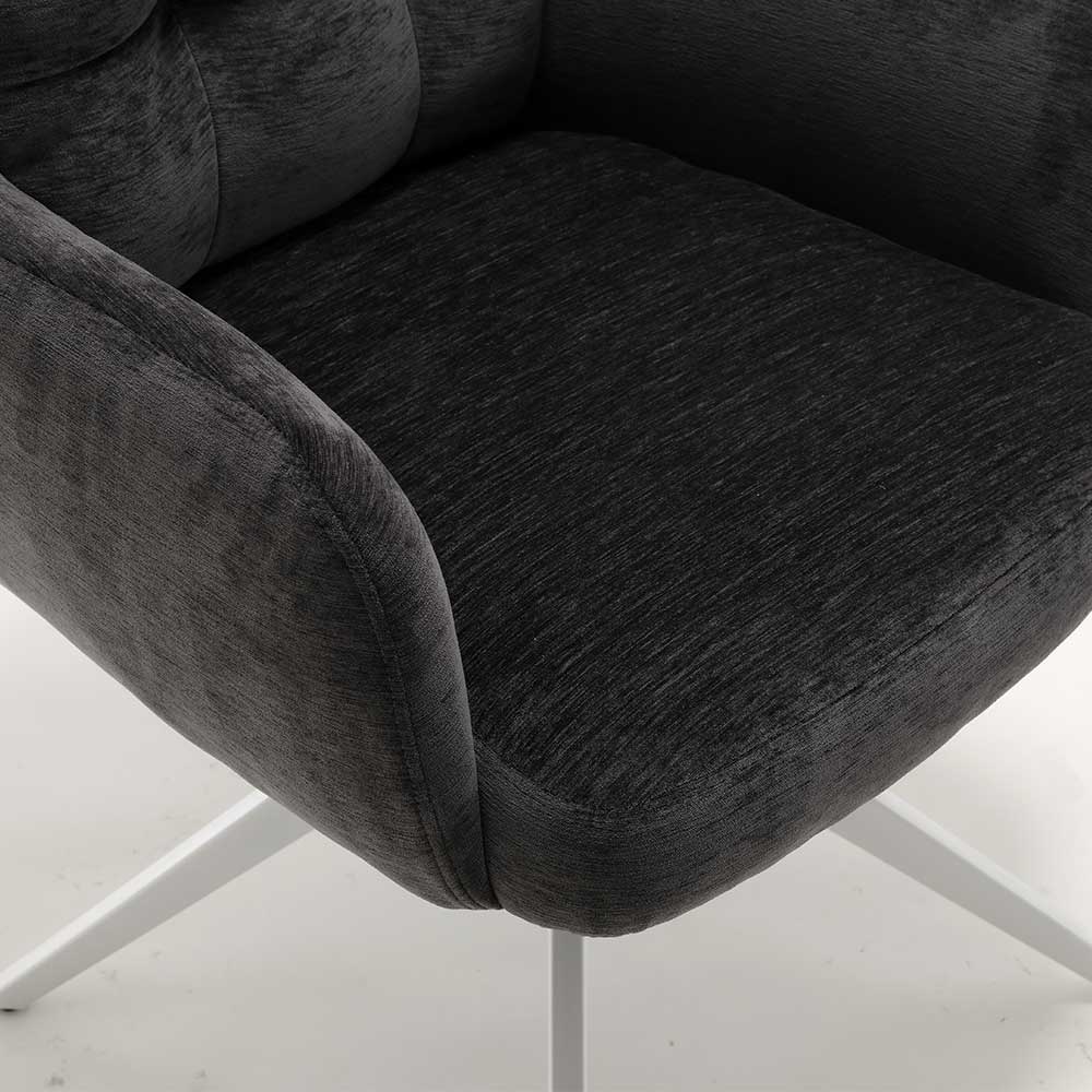Esszimmerstuhl in Anthrazit Chenille - Contarac (2er Set)