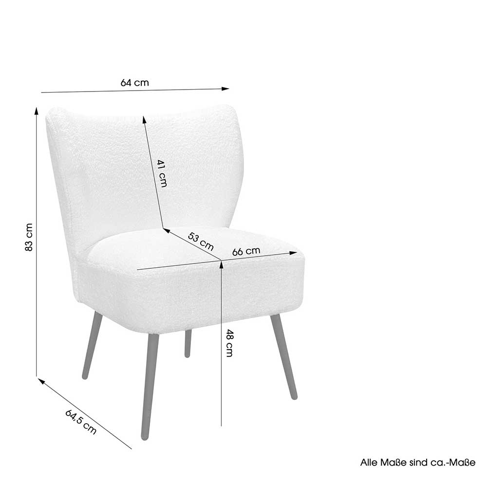 Webplüsch Sessel in Offwhite - Frenanda