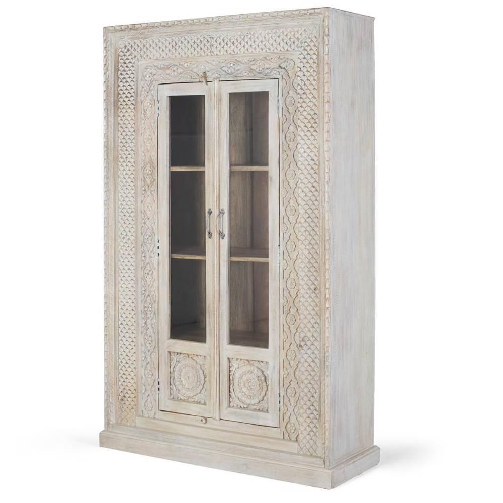Vintage Vitrinenschrank in Antikweiß - Oladios