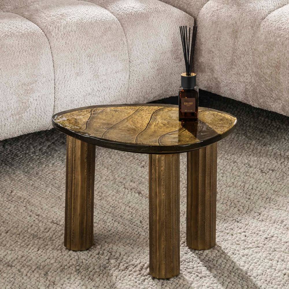 Design-Couchtisch mit Gussglas-Platte - Mysore
