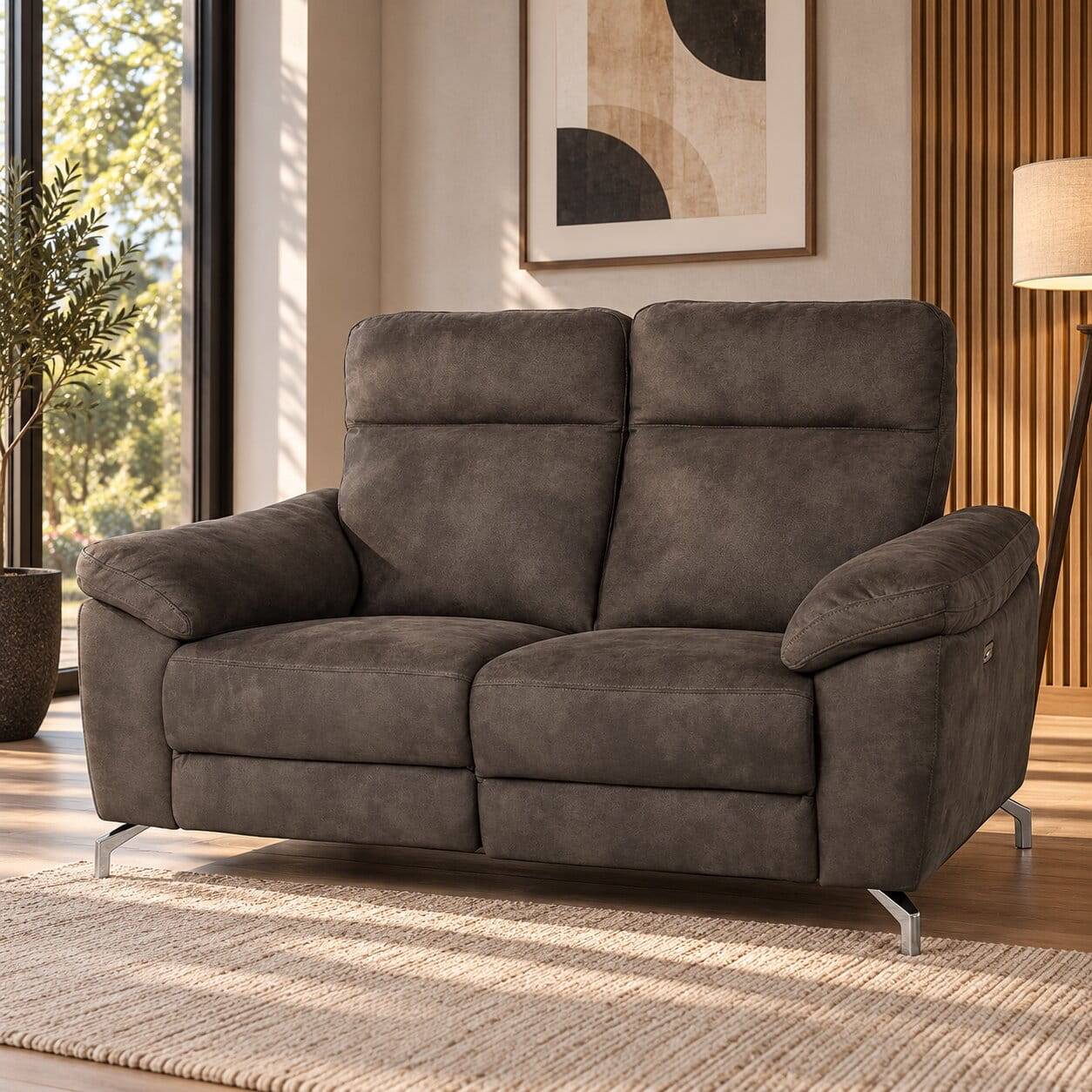 Braunes 2er Sofa mit Relaxfunktion - 162x101x96 cm