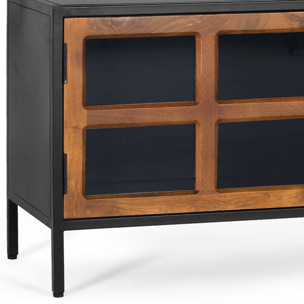 Industrial TV Kommode mit Glastüren - Hayato