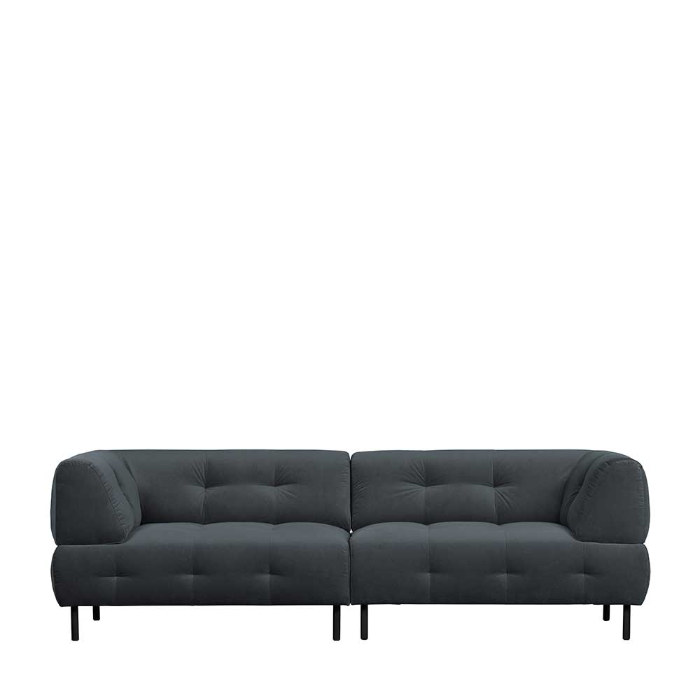 Dreisitzer Couch aus Samt in Dunkelgrau - Maylana