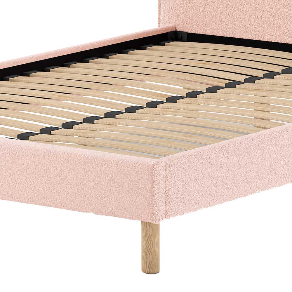 Gepolstertes Bett mit Boucle Bezug in Rosa - Skylab