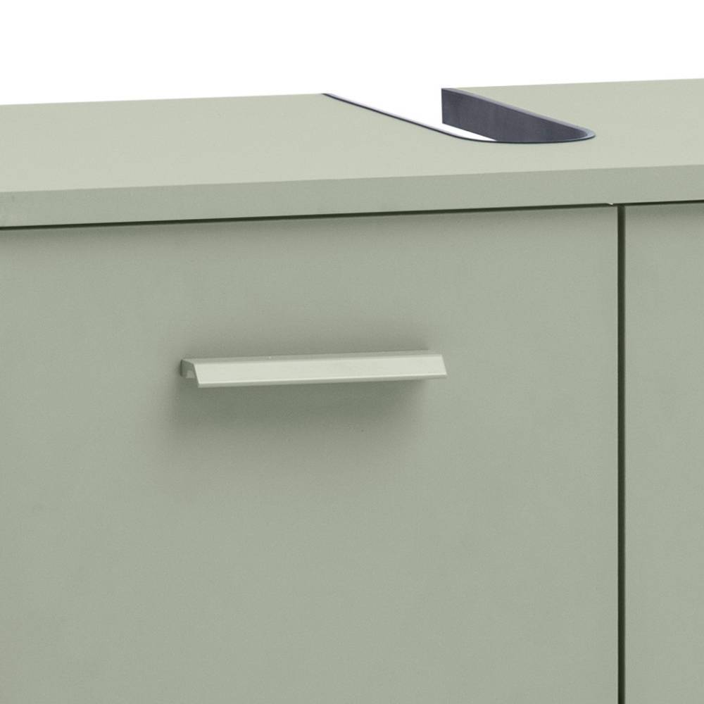 Graugrüner Waschbeckenunterschrank Holin mit elegantem Griff und Waschtisch-Ausschnitt – Holin