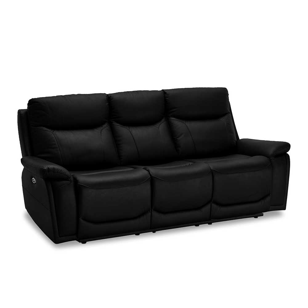Dreisitzer Sofa aus Echtleder in Schwarz - Bagolds