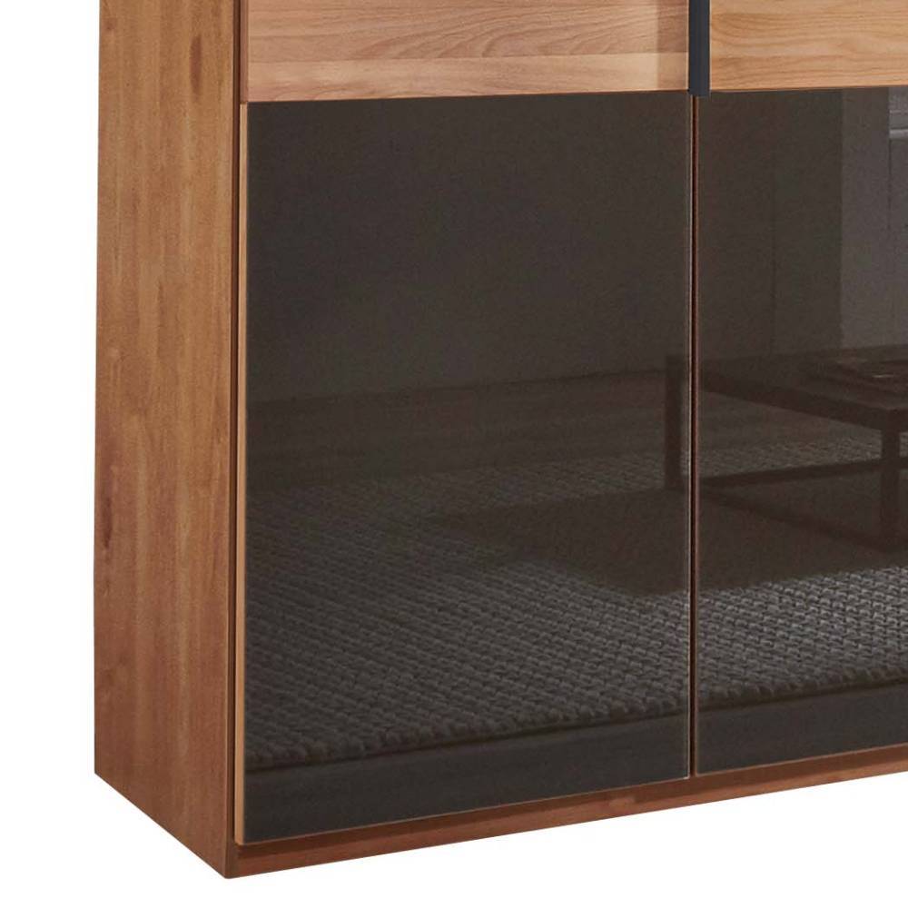 Glasfront-Schlafzimmerschrank in Dunkelbraun - Hung