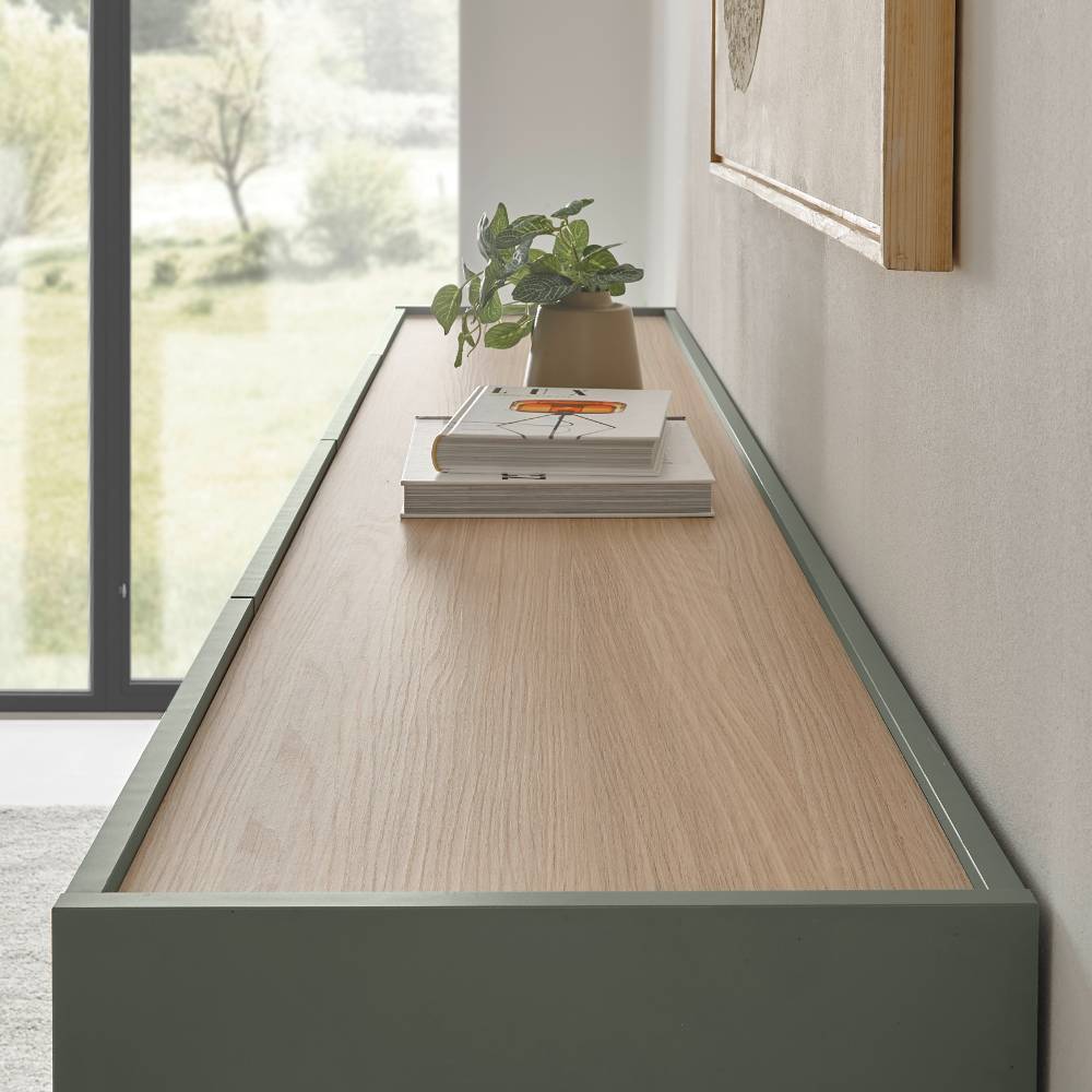 TV Board und Wandboard Set in Graugrün - Socotta (zweiteilig)