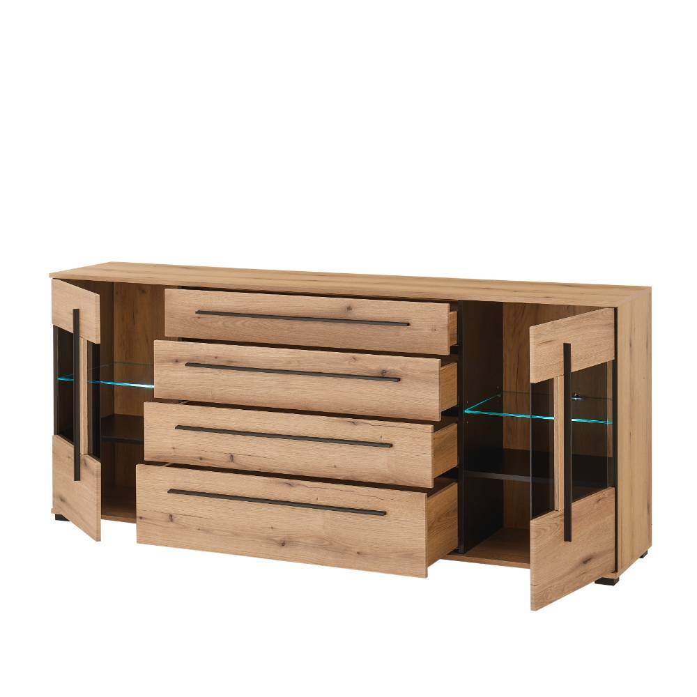 200 cm Sideboard mit Glaseinsätzen - Brocus